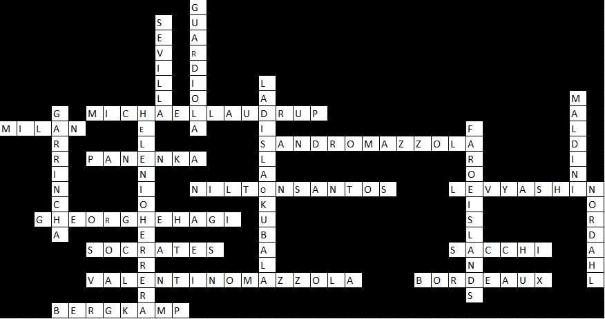 Football Crossword - Down & Across - 4 solutions
