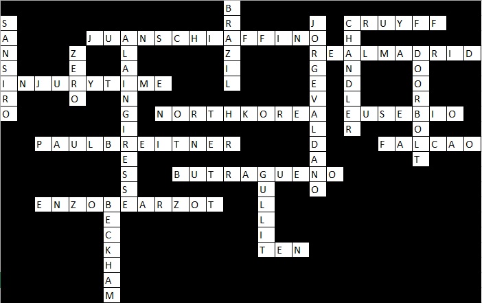 Football Crossword - Down & Across - 5 solutions