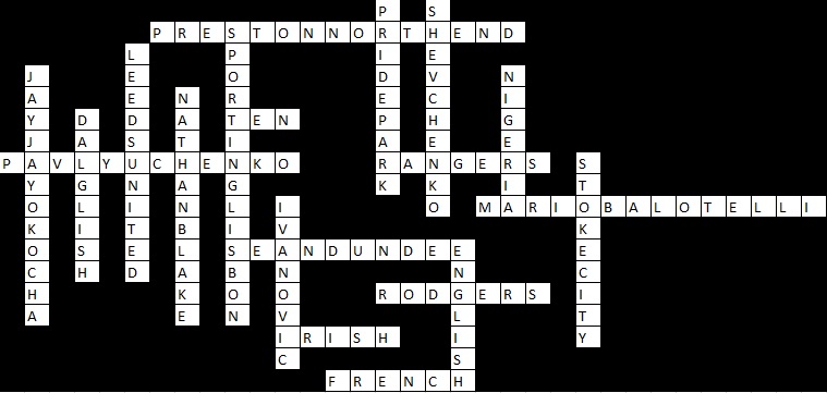 Football Crossword - Down & Across - 7 solutions