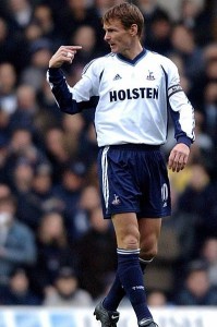 Sheringham playing for Tottenham