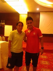 Bembem, with current Indian team captain, Sunil Chhetri