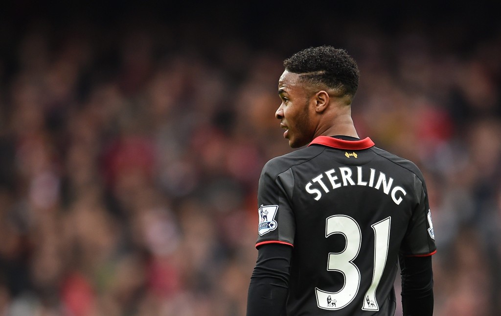 epa04691952 Liverpool's Raheem Sterling during the English Premier League soccer match between Arsenal and Liverpool at the Emirates Stadium in London, Britain, 04 April 2015. EPA/ANDY RAIN DataCo terms and conditions apply: http://www.epa.eu/files/Terms%20and%20Conditions/DataCo_Terms_and_Conditions.pdf