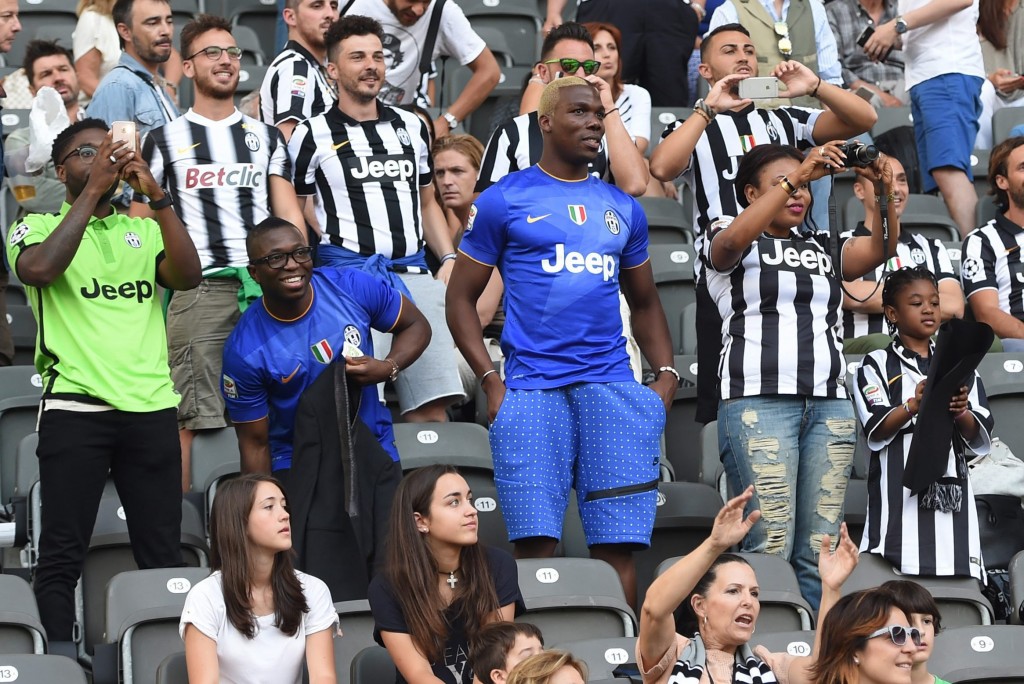 Florentin Pogba (C) the St Etiene footballer and brother of Juventus player Paul Pogba looks on before the UEFA Champions League final soccer match between Juventus FC and FC Barcelona at Olympic stadium in Berlin, Germany, 06 June 2015. (Photo Credit: EPA/Marcus Brandt)