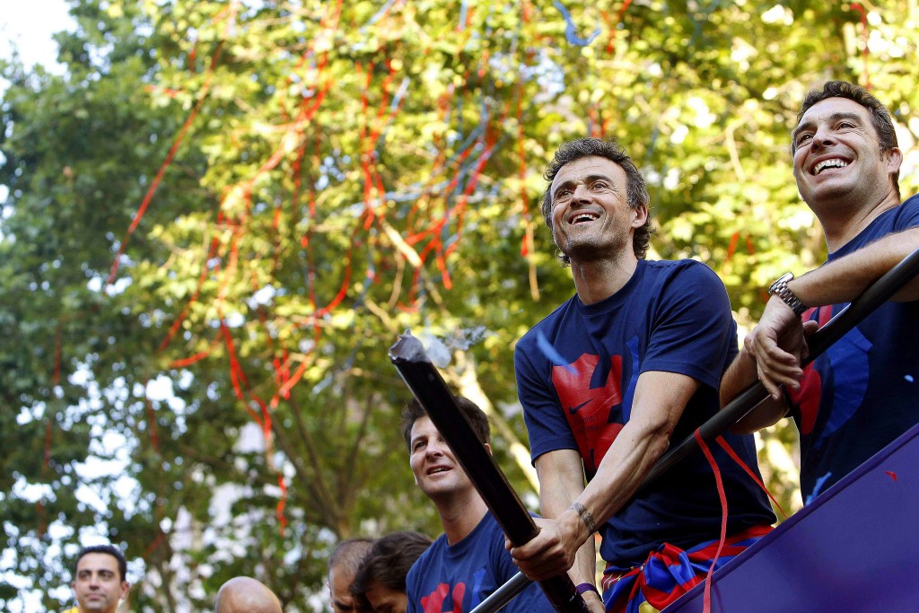 FC Barcelona celebrate their UEFA Champions League title