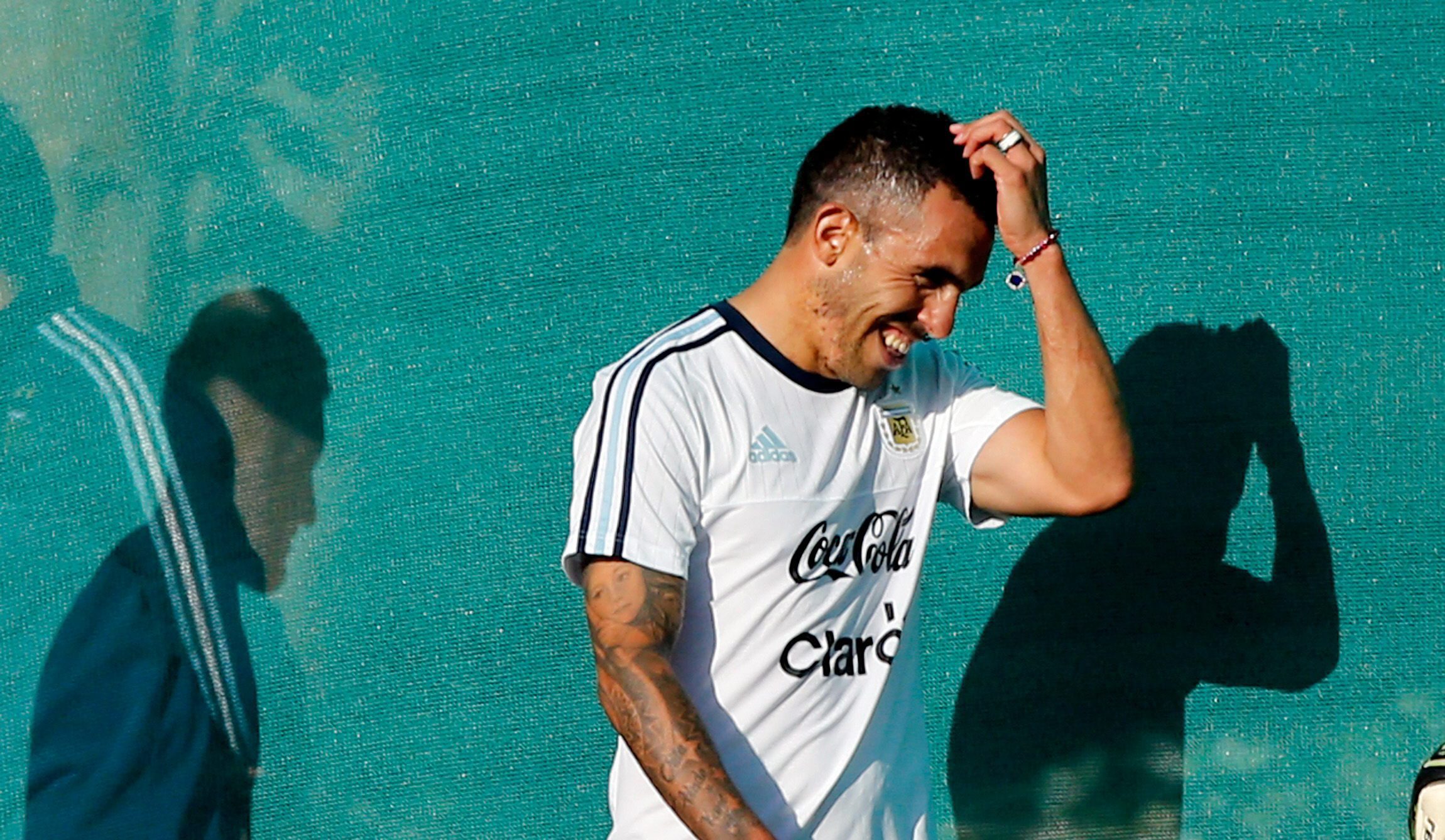 He's laughing all the way to the bank. (Photo by Juan Carlos Cardenas/EPA)