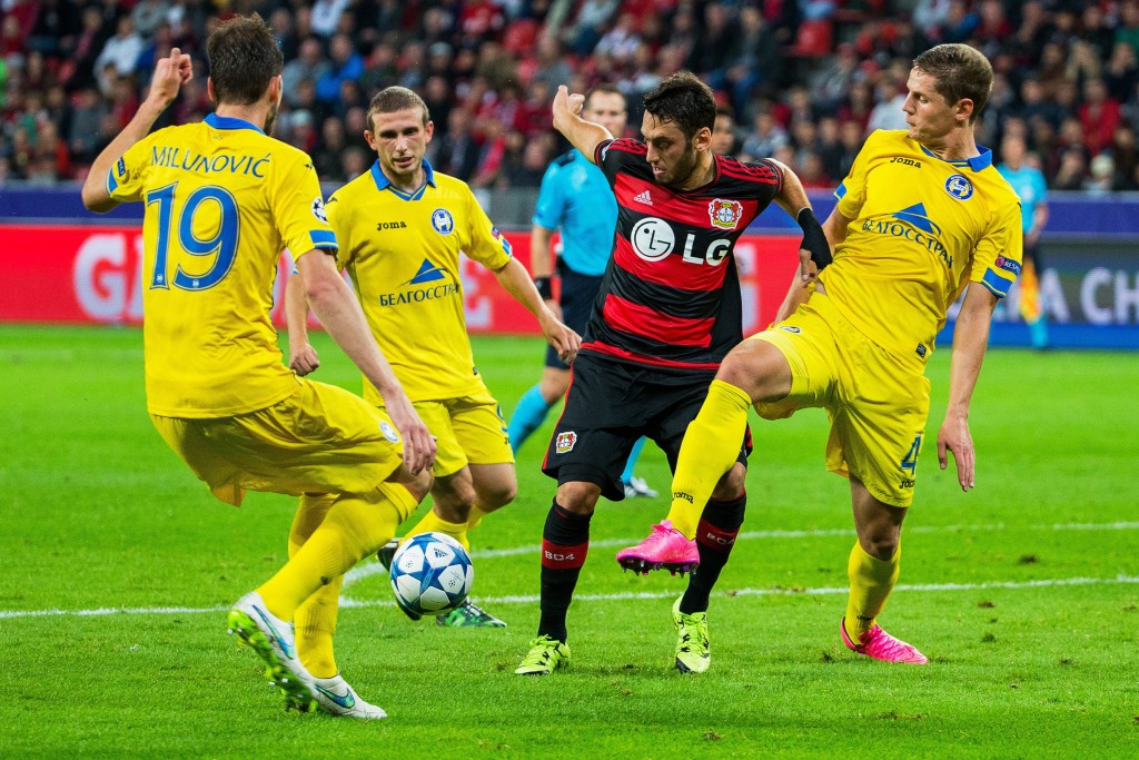 Hakan Calhanoglu has impressed the world with his free-kick taking ability and the midfielder could be on his way to either Tottenham or Inter Milan who are reportedly both interested in signing the 22-year-old. (Picture Courtesy - AFP/Getty Images)