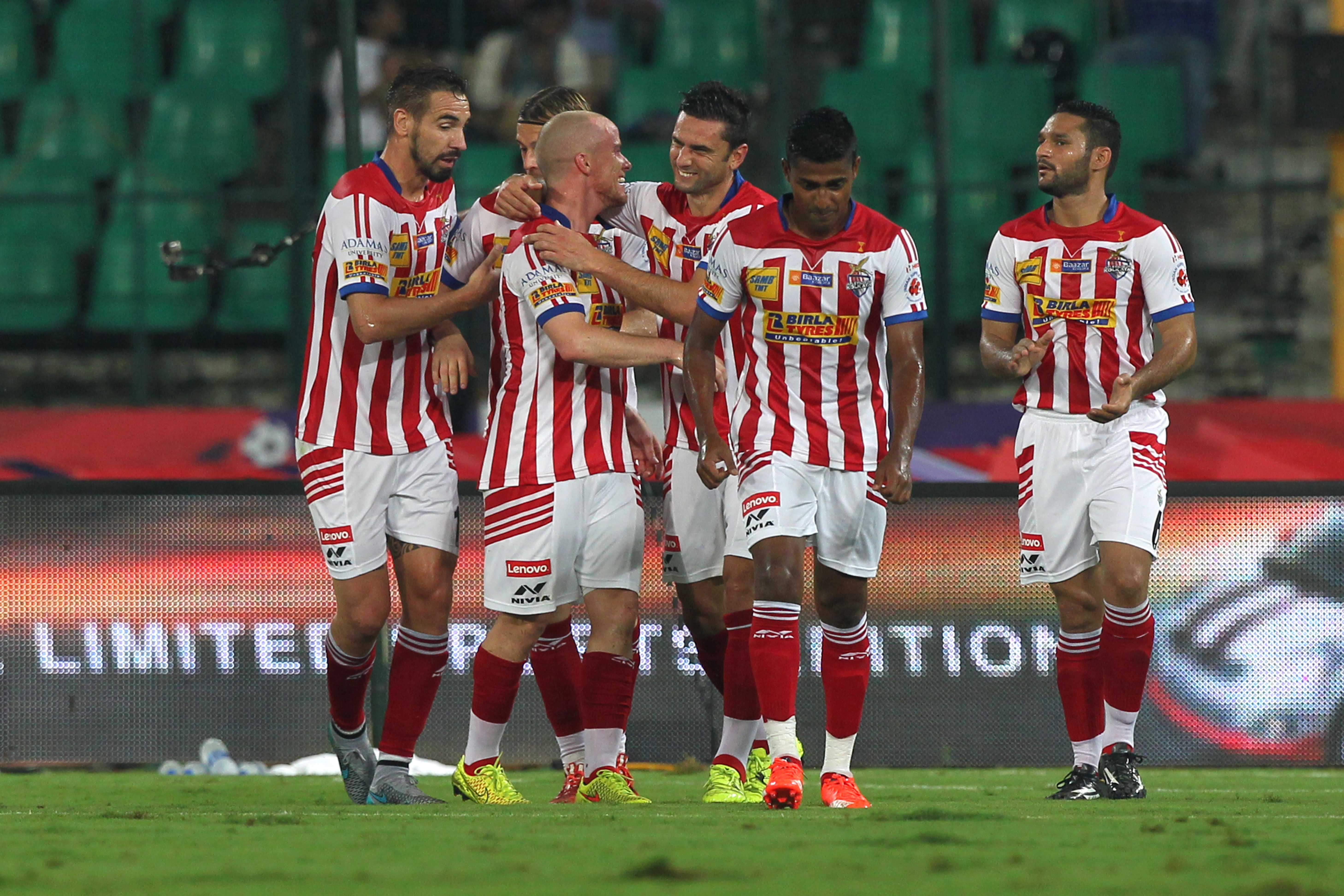 Helder Postiga of Atletico de Kolkata celebrates his goal against Chennaiyin FC during match 1 of the Indian Super League (ISL) season 2 between Chennaiyin FC and Atlético de Kolkata held at the Jawaharlal Nehru Stadium, Chennai, Tamil Nadu, India on the 3rd October 2015. Photo by Deepak Malik/ ISL/ SPORTZPICS