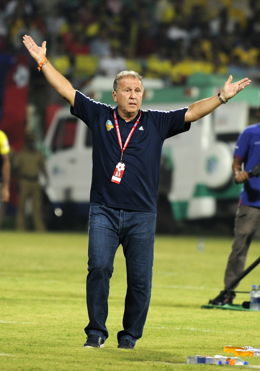 FC Goa coach Zico reacts during match 50 of the Indian Super League (ISL) season 2 between Kerala Blasters FC and FC Goa held at the Jawaharlal Nehru Stadium, Kochi, India on the 29th November 2015.
Photo by Pal Pillai / ISL/ SPORTZPICS