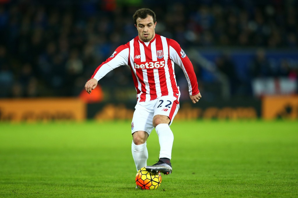 Stoke City's Xherdan Shaqiri during the English Premier League soccer match between Leicester City and Stoke City at The King Power Stadium in Leicester, Britain, 23 January 2016. (Photo by Tim Keeton/EPA)