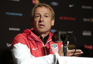 United States manager Jürgen Klinsmann speaks during a press conference for the Copa America Centenario football tournament in Seattle, Washington on June 15, 2016. / AFP / Jason Redmond (Photo credit should read JASON REDMOND/AFP/Getty Images)