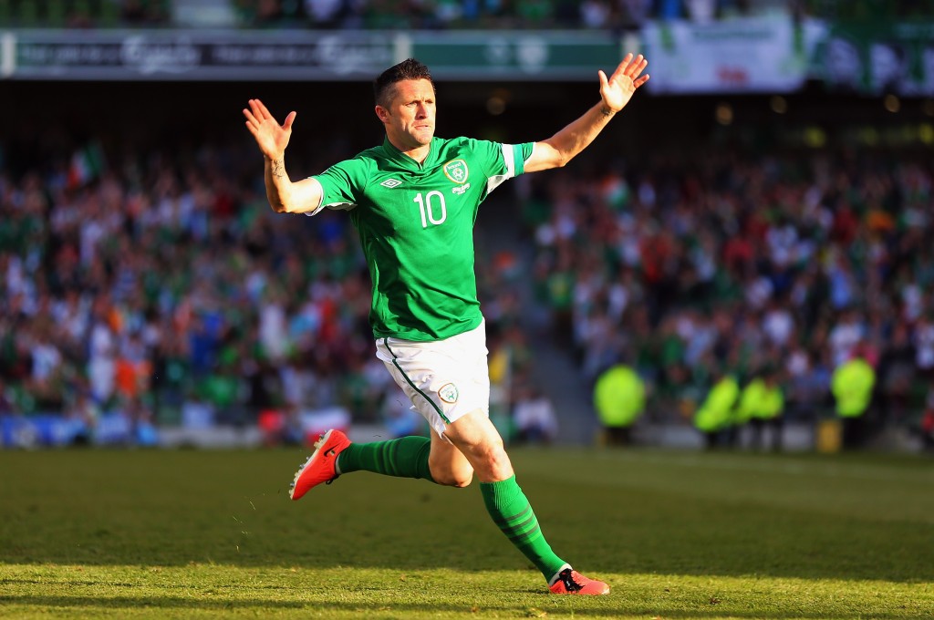 DUBLIN, IRELAND - JUNE 07: Robbie Keane of the Republic of Ireland celebrates after scoring during the FIFA 2014 World Cup Qualifier between Republic of Ireland and the Faroe Islands at the Aviva Stadium on June 7, 2013 in Dublin, Ireland. (Photo by Bryn Lennon/Getty Images)
