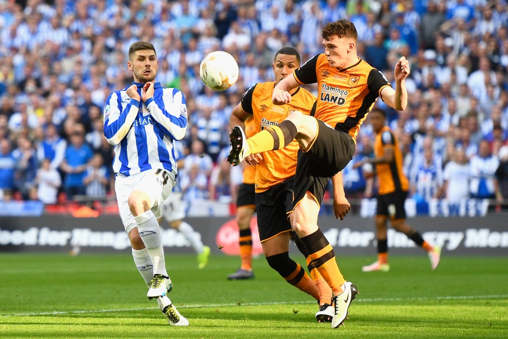 LONDON, ENGLAND - MAY 28: Andrew Robertson of Hull City clears the ball during Sky Bet Championship Play Off Final match between Hull City and Sheffield Wednesday at Wembley Stadium on May 28, 2016 in London, England. (Photo by Mike Hewitt/Getty Images)