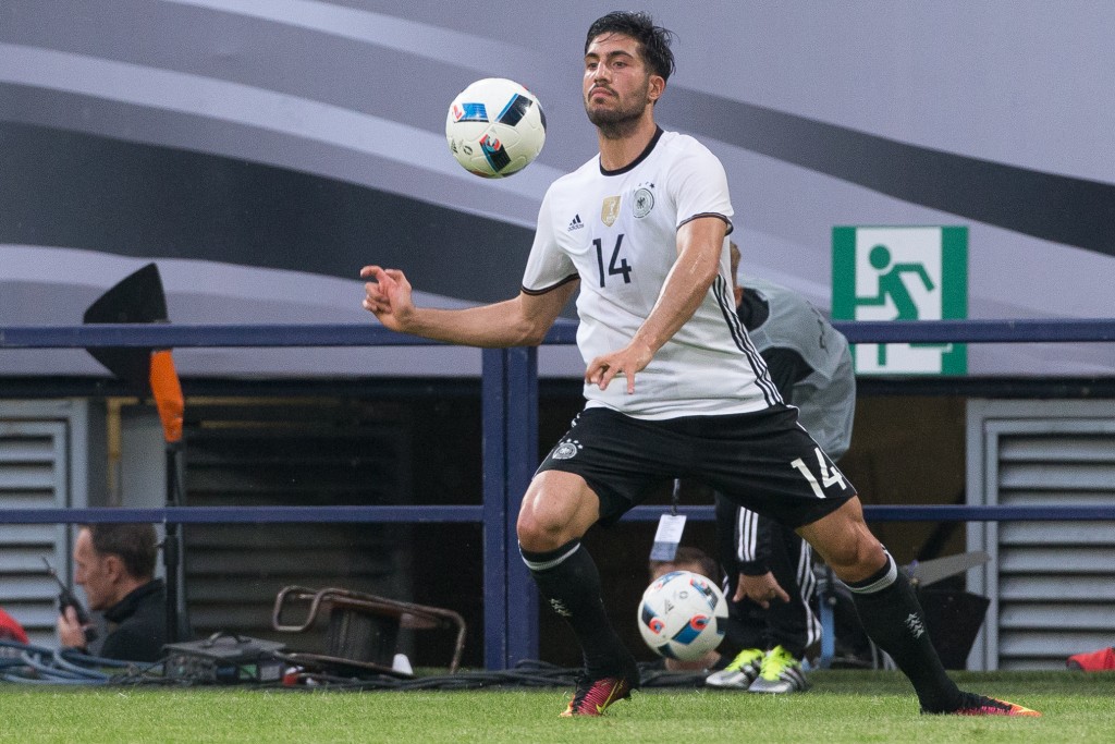GELSENKIRCHEN, GERMANY - JUNE 04: Emre Can of Germany plays the ball during the international friendly match between Germany and Hungary at Veltins-Arena on June 4, 2016 in Gelsenkirchen, Germany. Germany won 2:0. (Photo by Maja Hitij/Bongarts/Getty Images)