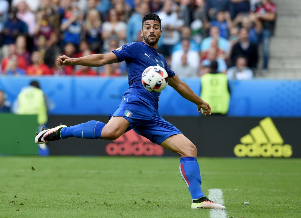 PARIS, FRANCE - JUNE 27: Graziano Pelle of Italy scores his team's second goal during the UEFA EURO 2016 round of 16 match between Italy and Spain at Stade de France on June 27, 2016 in Paris, France. (Photo by Claudio Villa/Getty Images)