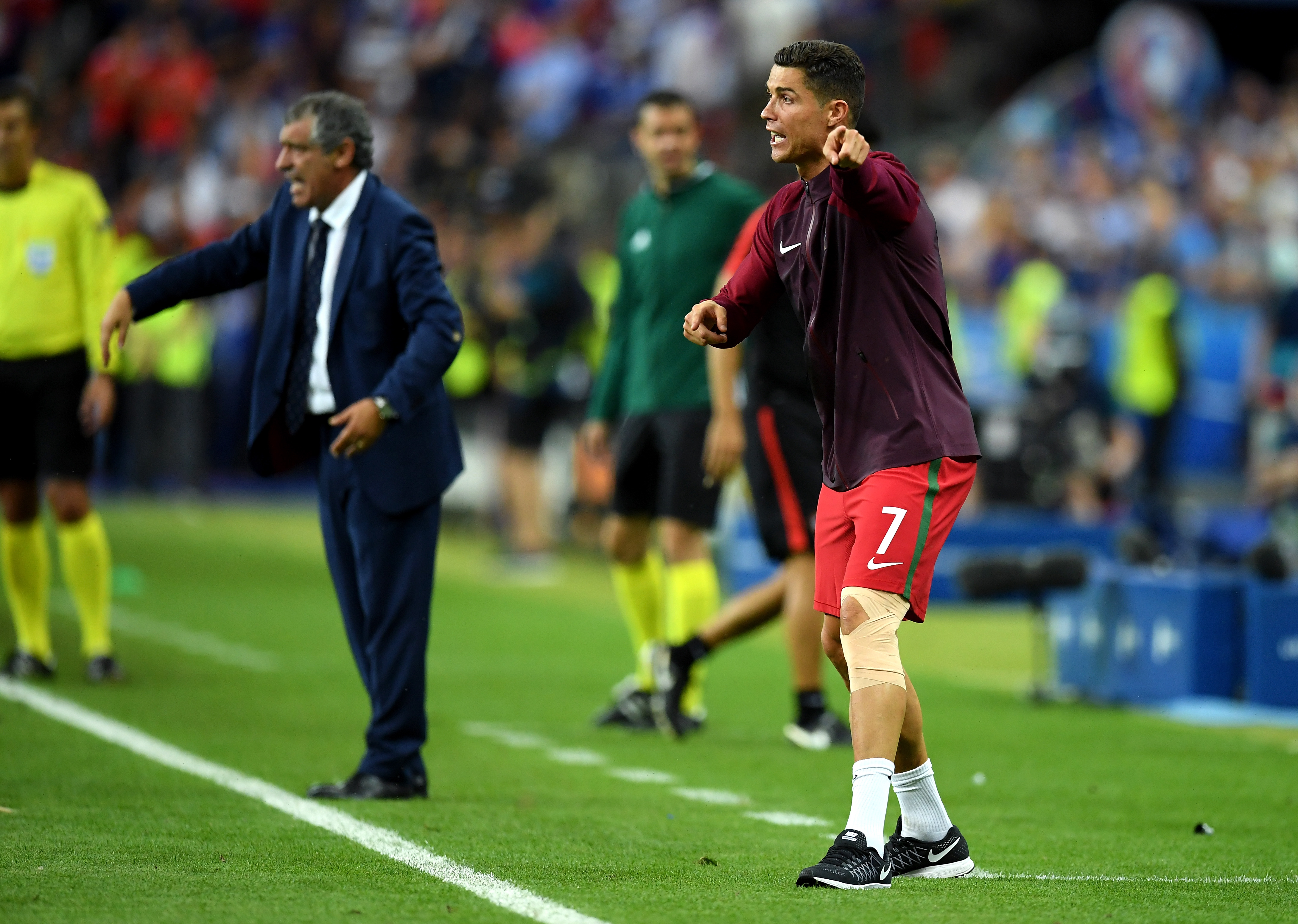 PARIS, FRANCE - JULY 10: Cristiano Ronaldo of Portugal reacts during the UEFA EURO 2016 Final match between Portugal and France at Stade de France on July 10, 2016 in Paris, France. (Photo by Matthias Hangst/Getty Images)