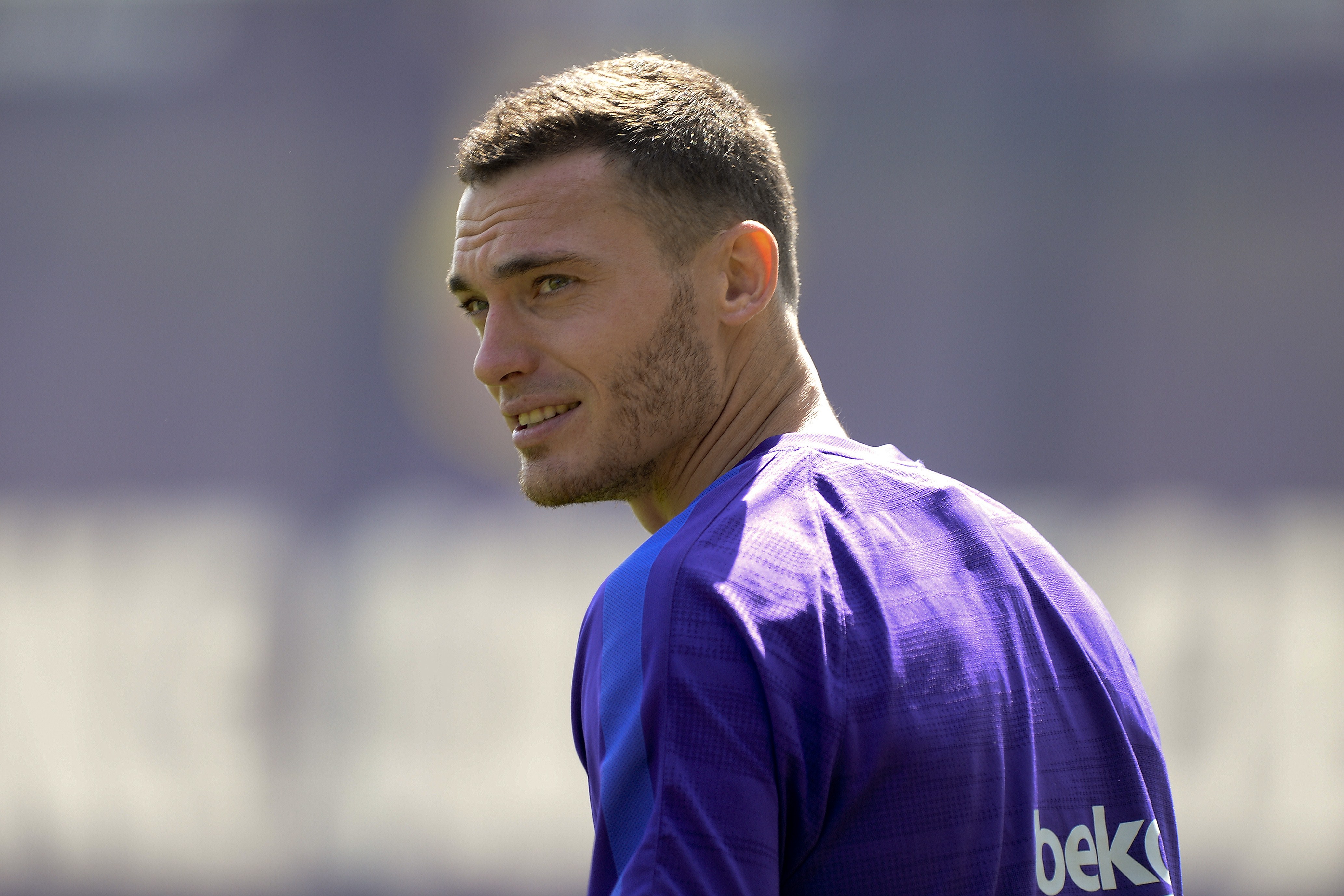 Barcelona's Belgian defender Thomas Vermaelen looks on during a training session on the eve of the Spanish King's Cup final football match FC Barcelona vs Athletic Bilbao at the Sports Center FC Barcelona Joan Gamper in Sant Joan Despi, near Barcelona on May 29, 2015. AFP PHOTO / JOSEP LAGO (Photo credit should read JOSEP LAGO/AFP/Getty Images)