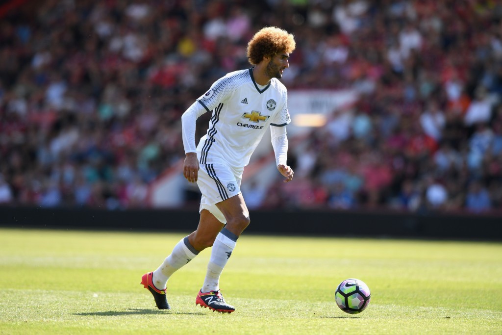 BOURNEMOUTH, ENGLAND - AUGUST 14: Marouane Fellaini of Manchester United in action during the Premier League match between AFC Bournemouth and Manchester United at Vitality Stadium on August 14, 2016 in Bournemouth, England. (Photo by Stu Forster/Getty Images)