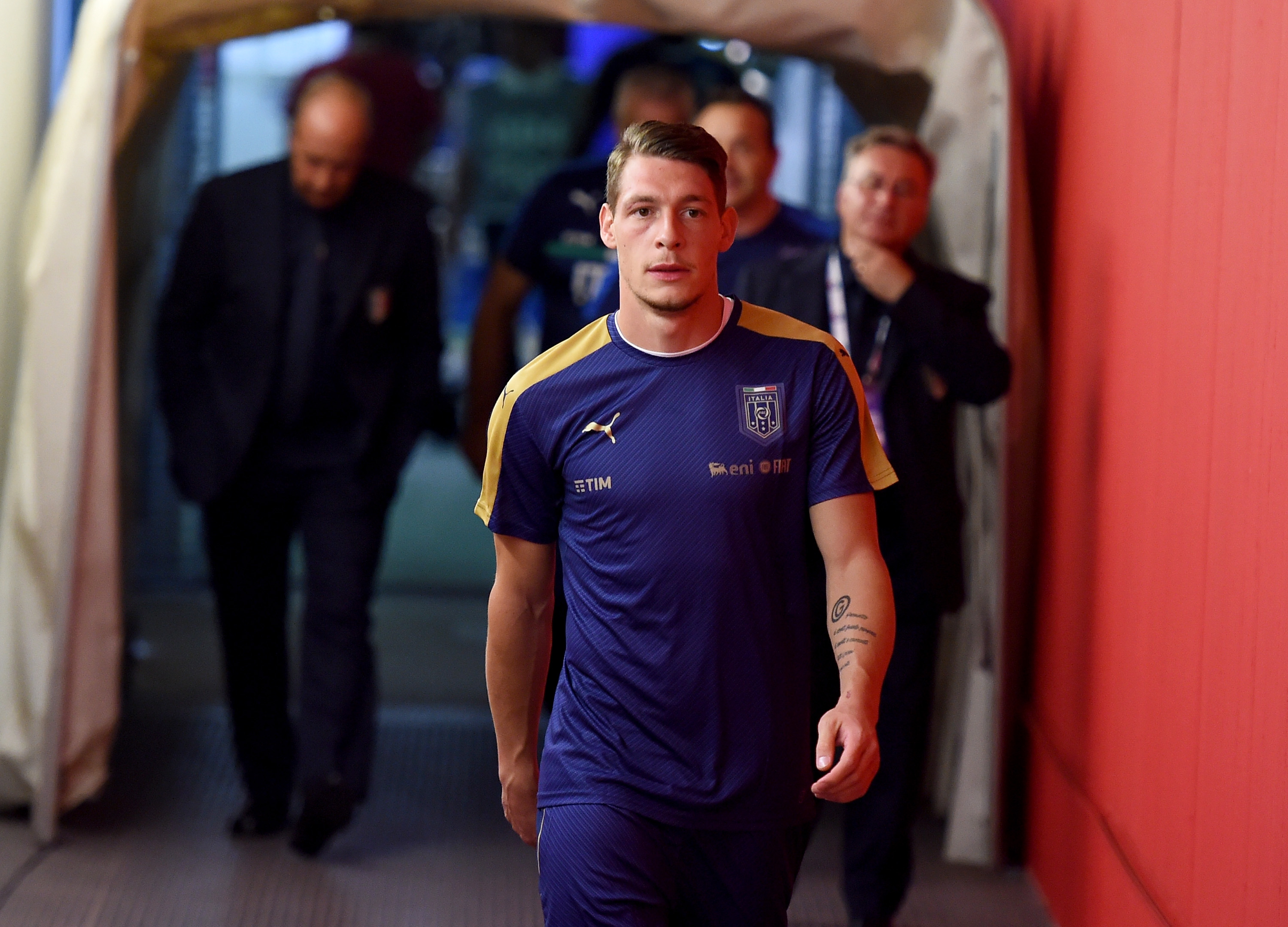 Andrea Belotti of Italy looks on prior to the international friendly match between Italy and France at Stadio San Nicola on September 1, 2016 in Bari, Italy.