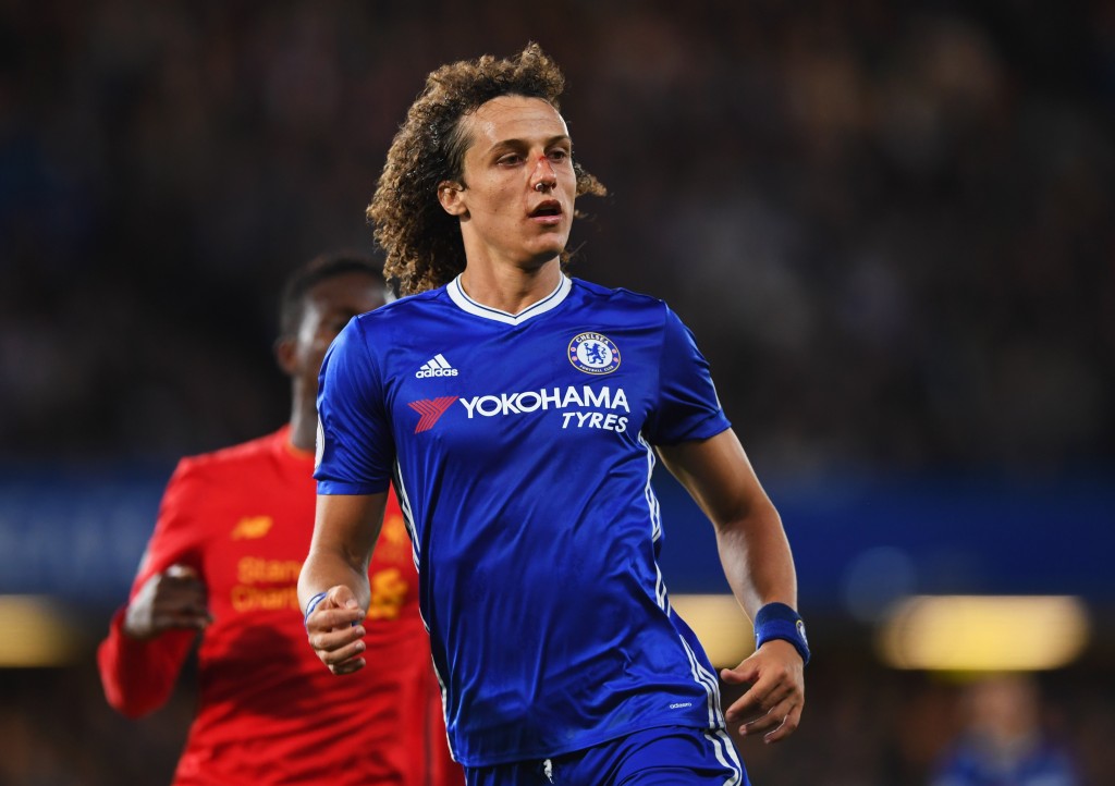 LONDON, ENGLAND - SEPTEMBER 16:  A bloody David Luiz of Chelsea looks on during the Premier League match between Chelsea and Liverpool at Stamford Bridge on September 16, 2016 in London, England.  (Photo by Shaun Botterill/Getty Images)