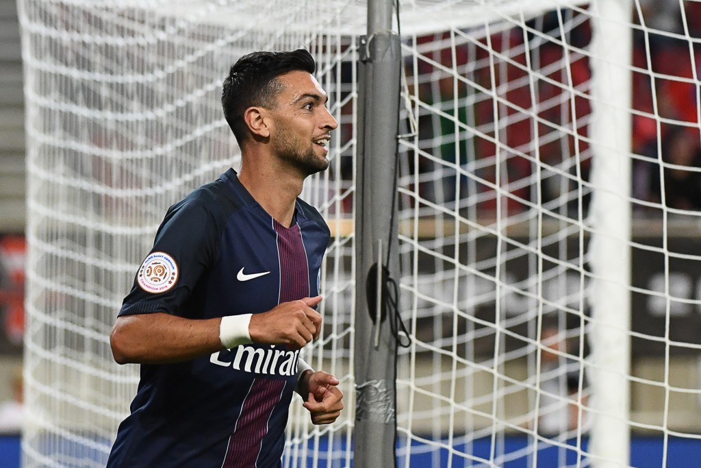 Paris Saint-Germain's Argentinian midfielder Javier Pastore celebrates scoring during the French Supercup Champions trophy (Trophée des Champions) football match Paris Saint-Germain vs Olympique Lyonnais in Klagenfurt, Austria, on August 6, 2016. / AFP / BORIS HORVAT (Photo credit should read BORIS HORVAT/AFP/Getty Images)