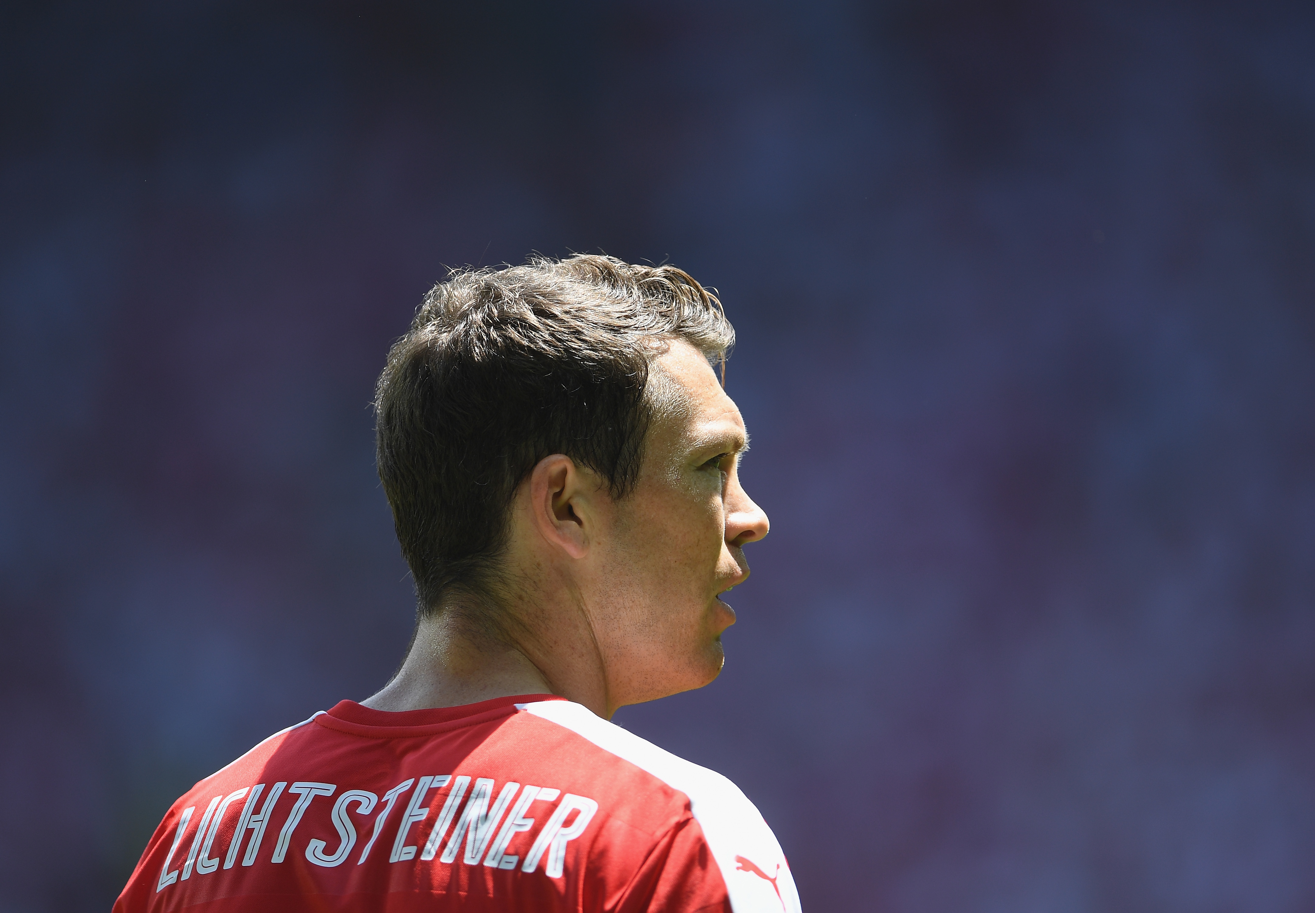 SAINT-ETIENNE, FRANCE - JUNE 25: Stephan Lichtsteiner of Switzerland looks on during the UEFA Euro 2016 Round of 16 match between Switzerland and Poland at Stade Geoffroy-Guichard on June 25, 2016 in Saint-Etienne, France. (Photo by Laurence Griffiths/Getty Images)