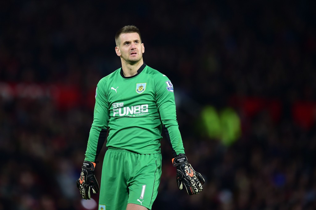 MANCHESTER, ENGLAND - FEBRUARY 11: Thomas Heaton of Burnley reacts during the Barclays Premier League match between Manchester United and Burnley at Old Trafford on February 11, 2015 in Manchester, England. (Photo by Jamie McDonald/Getty Images)