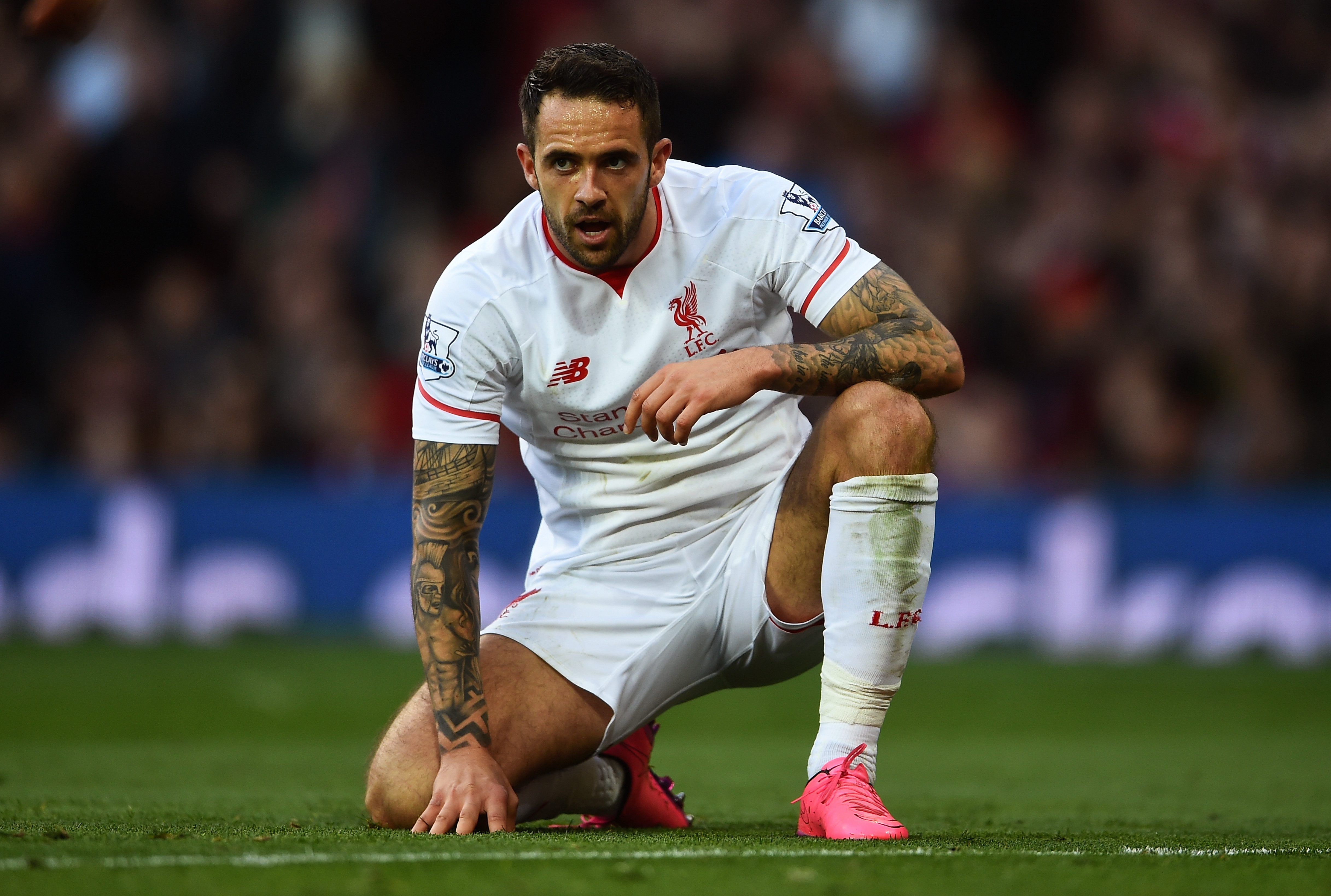 MANCHESTER, ENGLAND - SEPTEMBER 12: Danny Ings of Liverpool looks on during the Barclays Premier League match between Manchester United and Liverpool at Old Trafford on September 12, 2015 in Manchester, United Kingdom. (Photo by Laurence Griffiths/Getty Images)