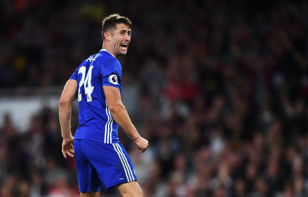 LONDON, ENGLAND - SEPTEMBER 24: Gary Cahill of Chelsea reacts during the Premier League match between Arsenal and Chelsea at the Emirates Stadium on September 24, 2016 in London, England. (Photo by Shaun Botterill/Getty Images)