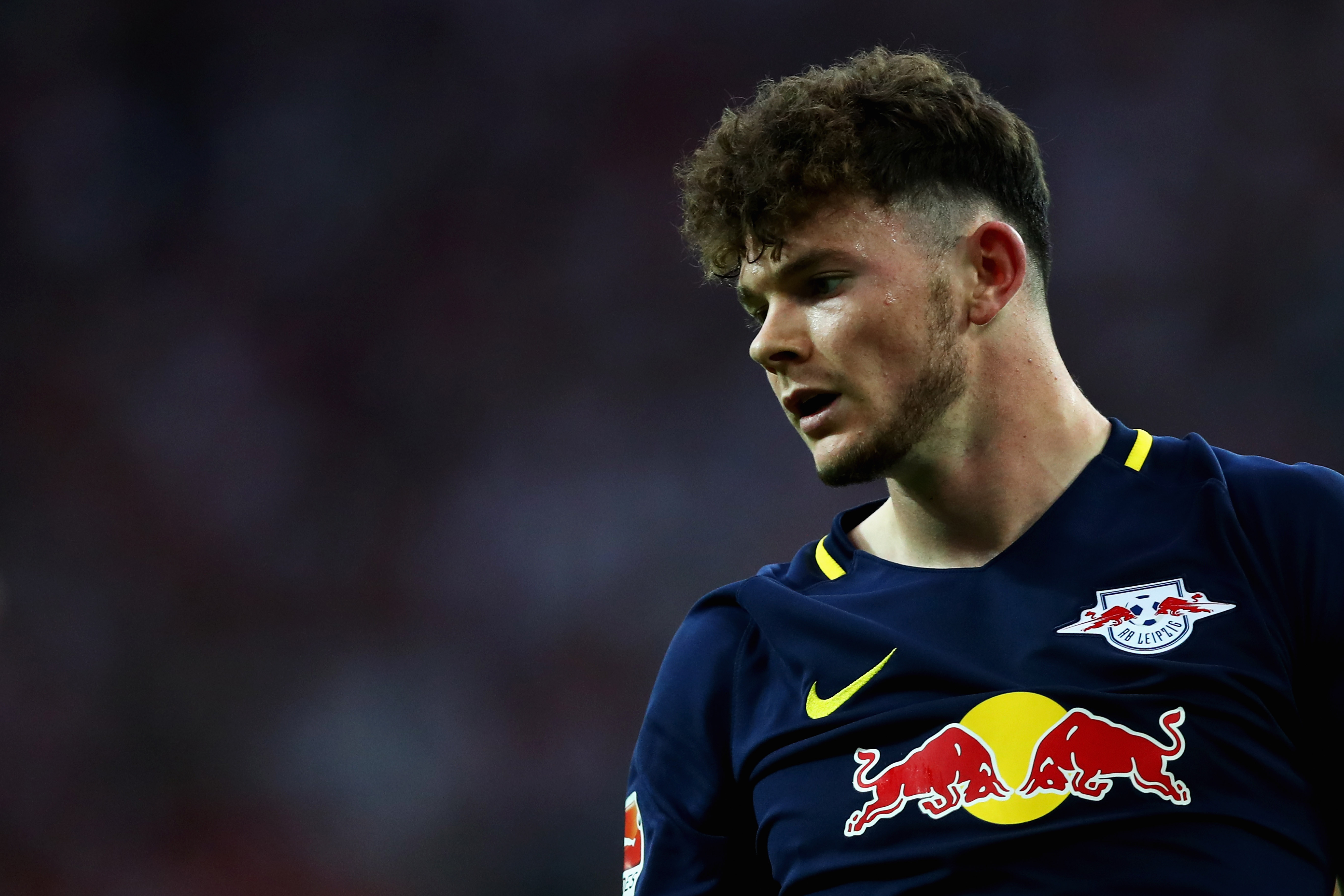 COLOGNE, GERMANY - SEPTEMBER 25: Oliver Burke of RB Leipzig looks on during the Bundesliga match between 1. FC Koeln and RB Leipzig at RheinEnergieStadion on September 25, 2016 in Cologne, Germany. (Photo by Dean Mouhtaropoulos/Bongarts/Getty Images)