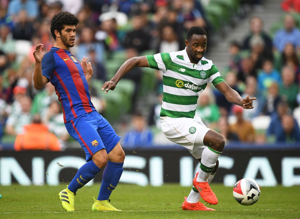 DUBLIN, IRELAND - JULY 30: Carles Alena (L) of Barcelona and Moussa Dembele (R) of Celtic during the International Champions Cup series match between Barcelona and Celtic at Aviva Stadium on July 30, 2016 in Dublin, Ireland. (Photo by Charles McQuillan/Getty Images)