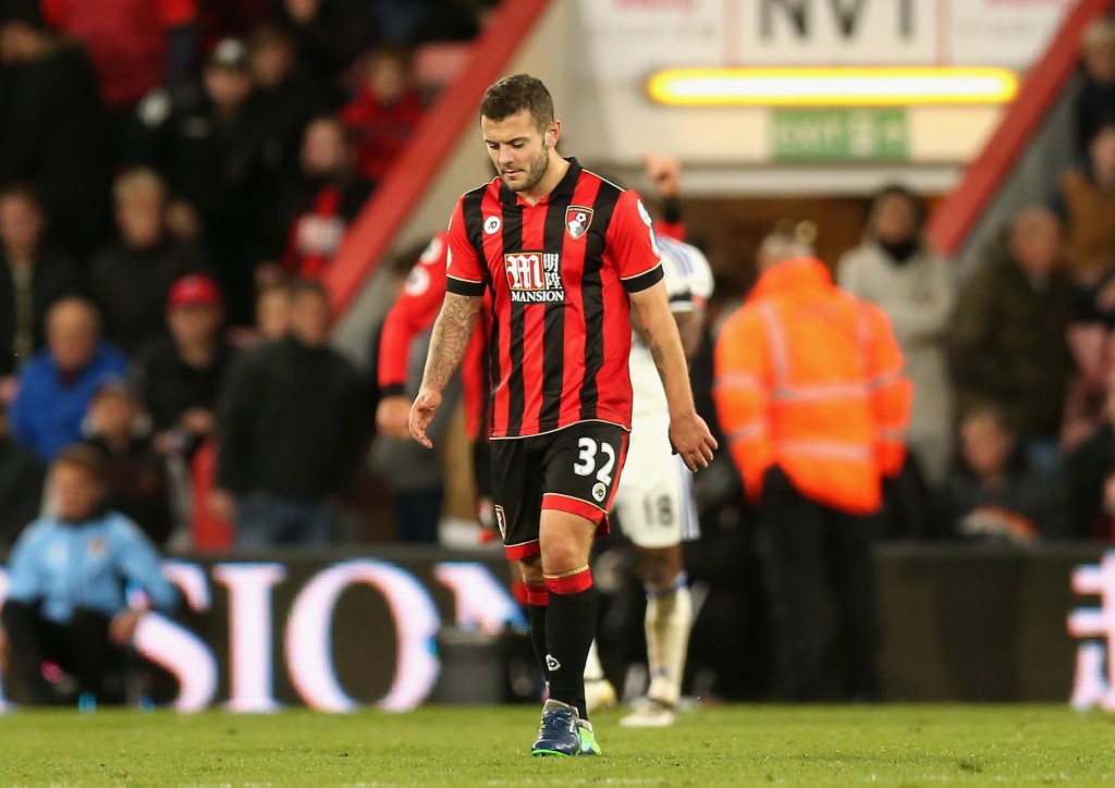 BOURNEMOUTH, ENGLAND - NOVEMBER 05: Jack Wilshere of AFC Bournemouth is dejected after the final whislte during the Premier League match between AFC Bournemouth and Sunderland at Vitality Stadium on November 5, 2016 in Bournemouth, England. (Photo by Alex Morton/Getty Images)