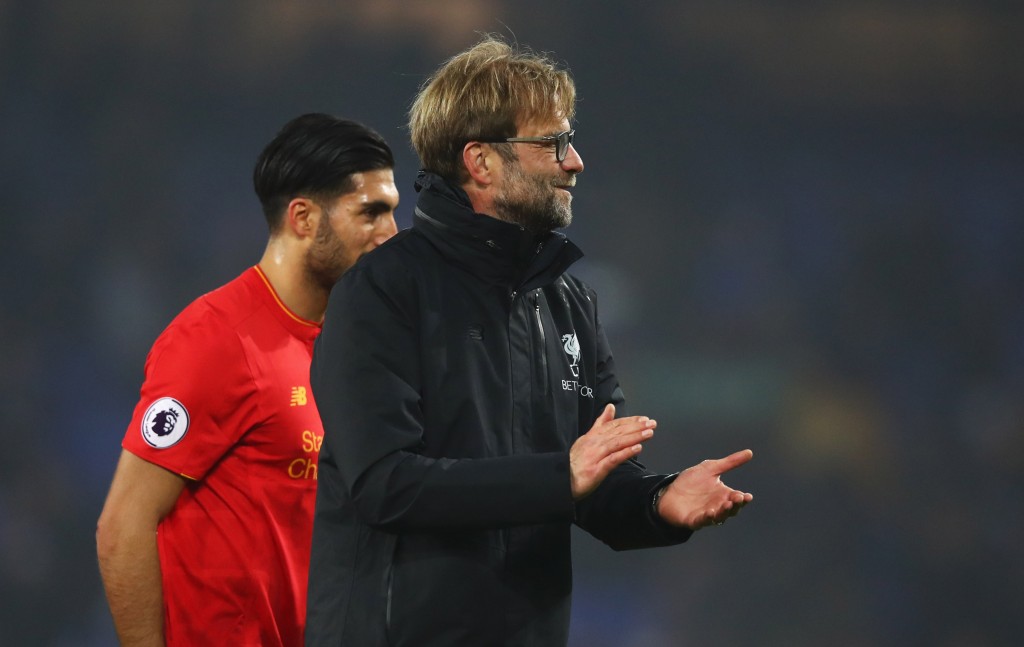 LIVERPOOL, ENGLAND - DECEMBER 19: Jurgen Klopp manager of Liverpool celebrates victory after the Premier League match between Everton and Liverpool at Goodison Park on December 19, 2016 in Liverpool, England. (Photo by Clive Brunskill/Getty Images)