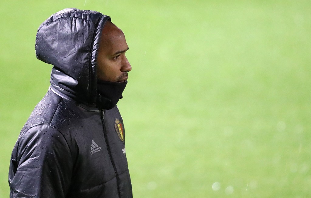 Belgium's French assistant coach Thierry Henry attends a training in Tubize on November 12, 2016 on the eve of the 2018 World Cup European zone group H football match between Belgium and Estonia. / AFP / BELGA / LAURIE DIEFFEMBACQ / Belgium OUT (Photo credit should read LAURIE DIEFFEMBACQ/AFP/Getty Images)
