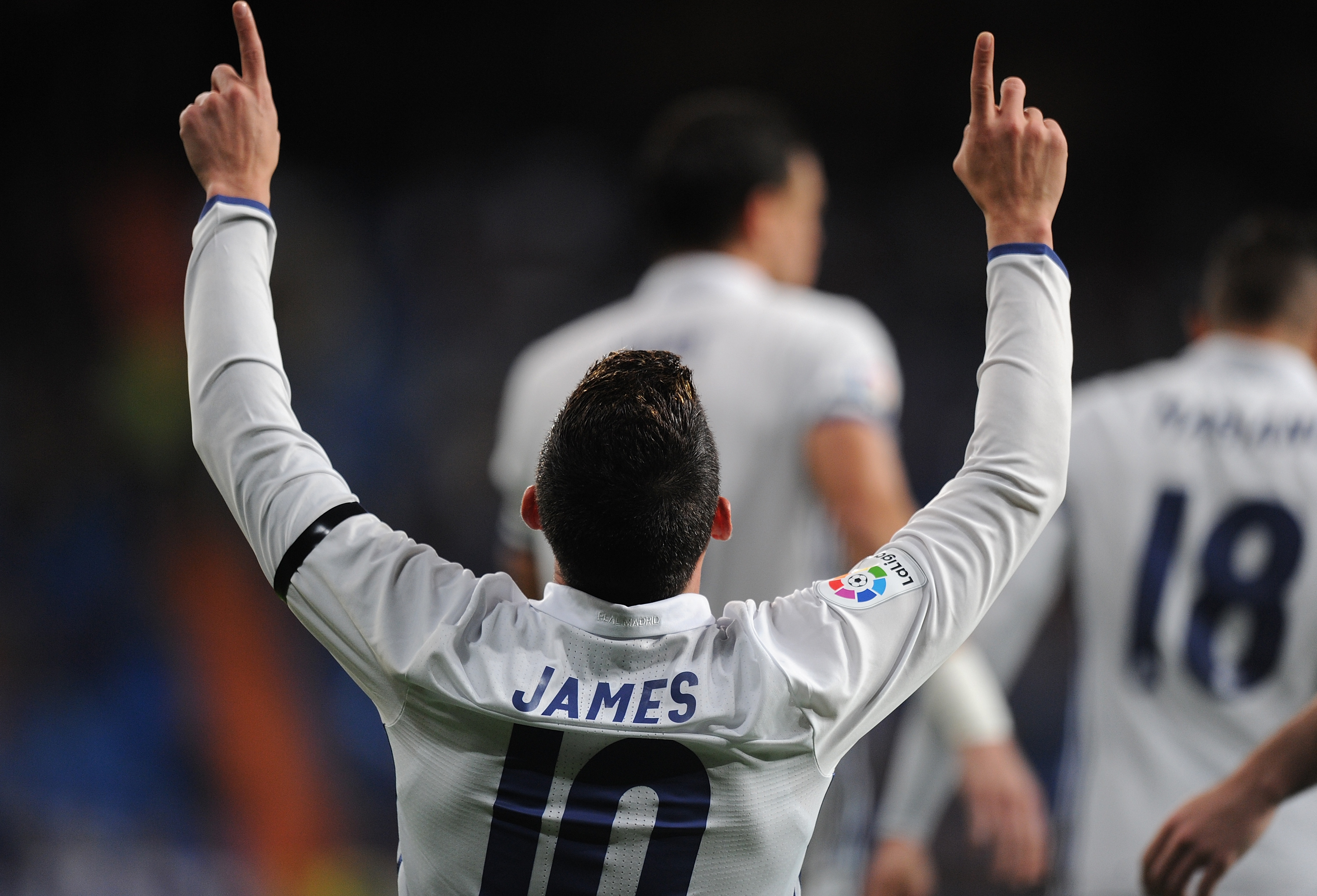 MADRID, SPAIN - NOVEMBER 30: James Rodriguez of Real Madrid celebrates after scorinf Real's 2nd goal during the Copa del Rey last of 32 match between Real Madrid and Cultural Leonesa at estadio Santiago Bernabeu on November 30, 2016 in Madrid, Spain. (Photo by Denis Doyle/Getty Images)