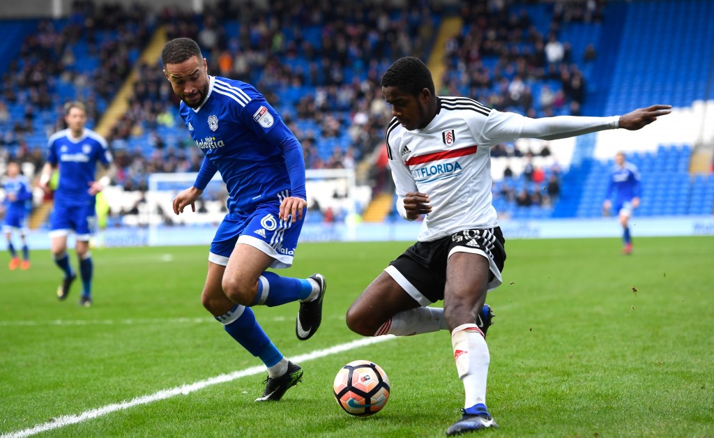 CARDIFF, WALES - JANUARY 08: Ashley Richards of Cardiff City and Ryan Sessegnon of Fulham in action during The Emirates FA Cup Third Round match between Cardiff City and Fulham at Cardiff City Stadium on January 8, 2017 in Cardiff, Wales. (Photo by Stu Forster/Getty Images)