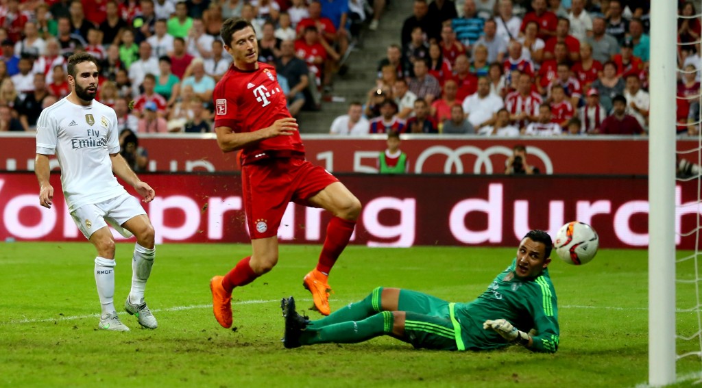 Real Madrid have been long-time admirers of Lewandowski. Could a move to the Santiago Bernabeu be on the cards? (Photo by Martin Rose/Bongarts/Getty Images)