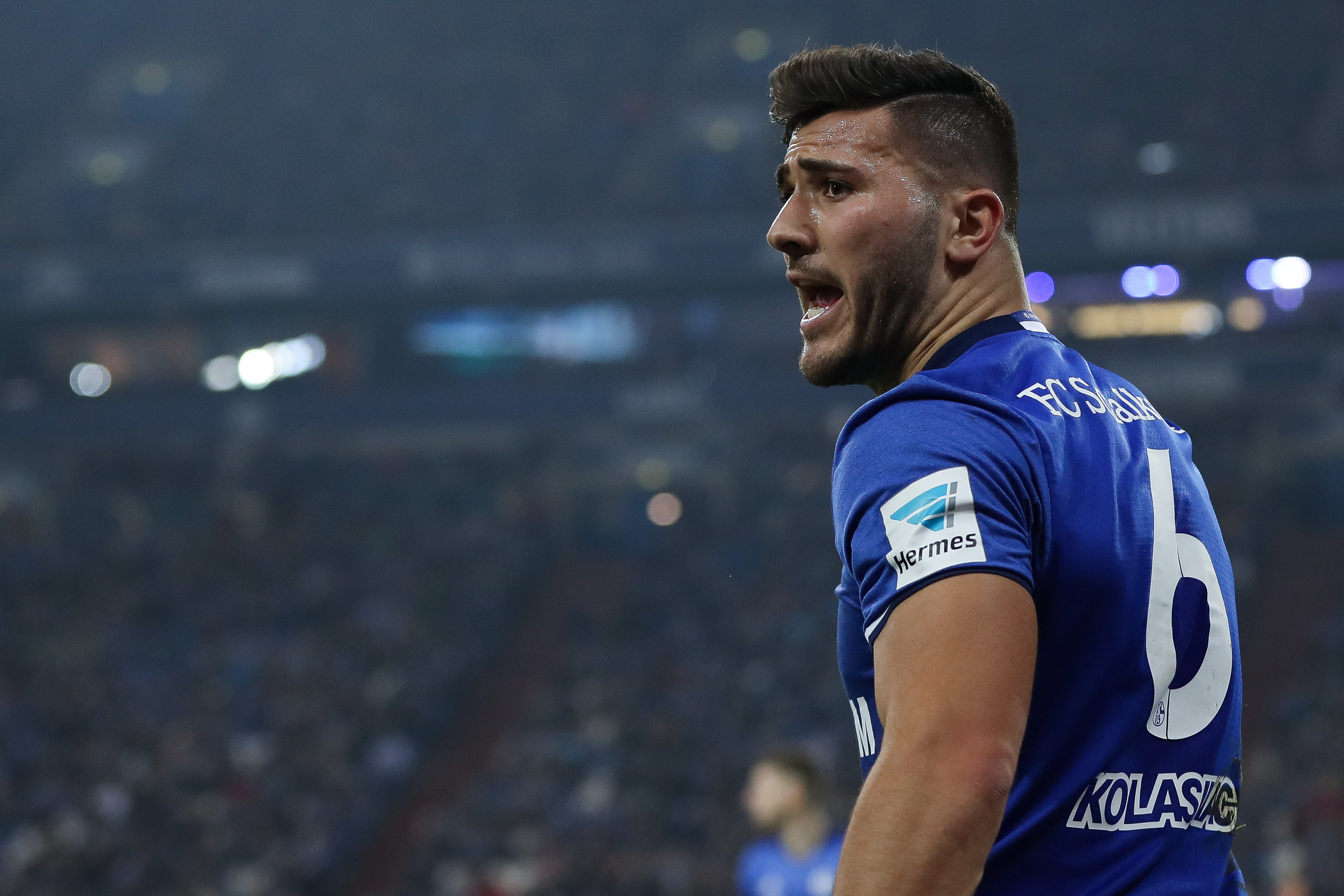 GELSENKIRCHEN, GERMANY - JANUARY 27: Sead Kolasinac of Schalke reacts during the Bundesliga match between FC Schalke 04 and Eintracht Frankfurt at Veltins-Arena on January 27, 2017 in Gelsenkirchen, Germany.(Photo by Maja Hitij/Bongarts/Getty Images)