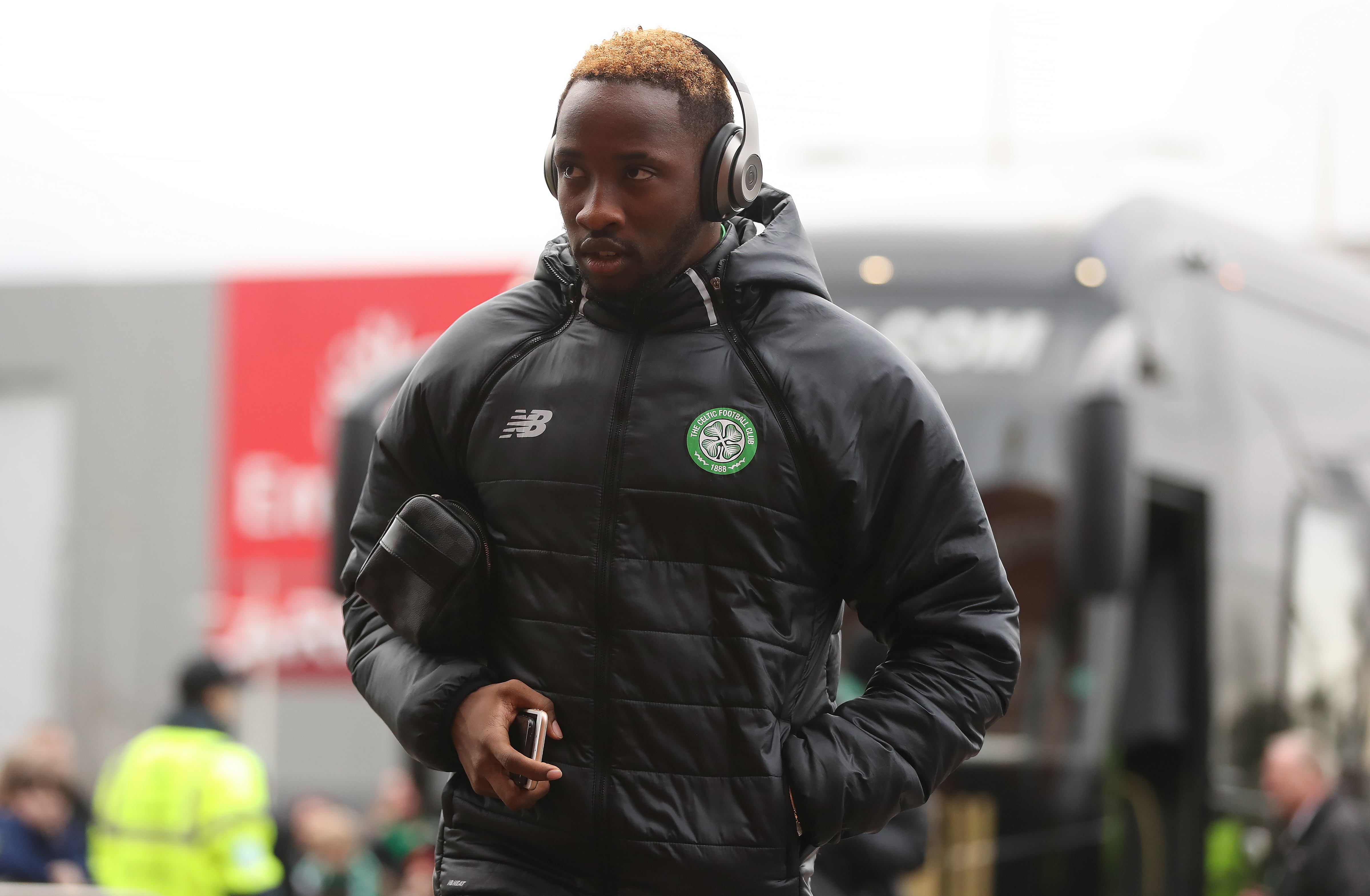 GLASGOW, SCOTLAND - FEBRUARY 18: Moussa Dembele of Celtic arrives at the stadium prior to the Ladbrokes Scottish Premiership match between Celtic and Motherwell at Celtic Park on February 18, 2017 in Glasgow, Scotland. (Photo by Ian MacNicol/Getty Images)