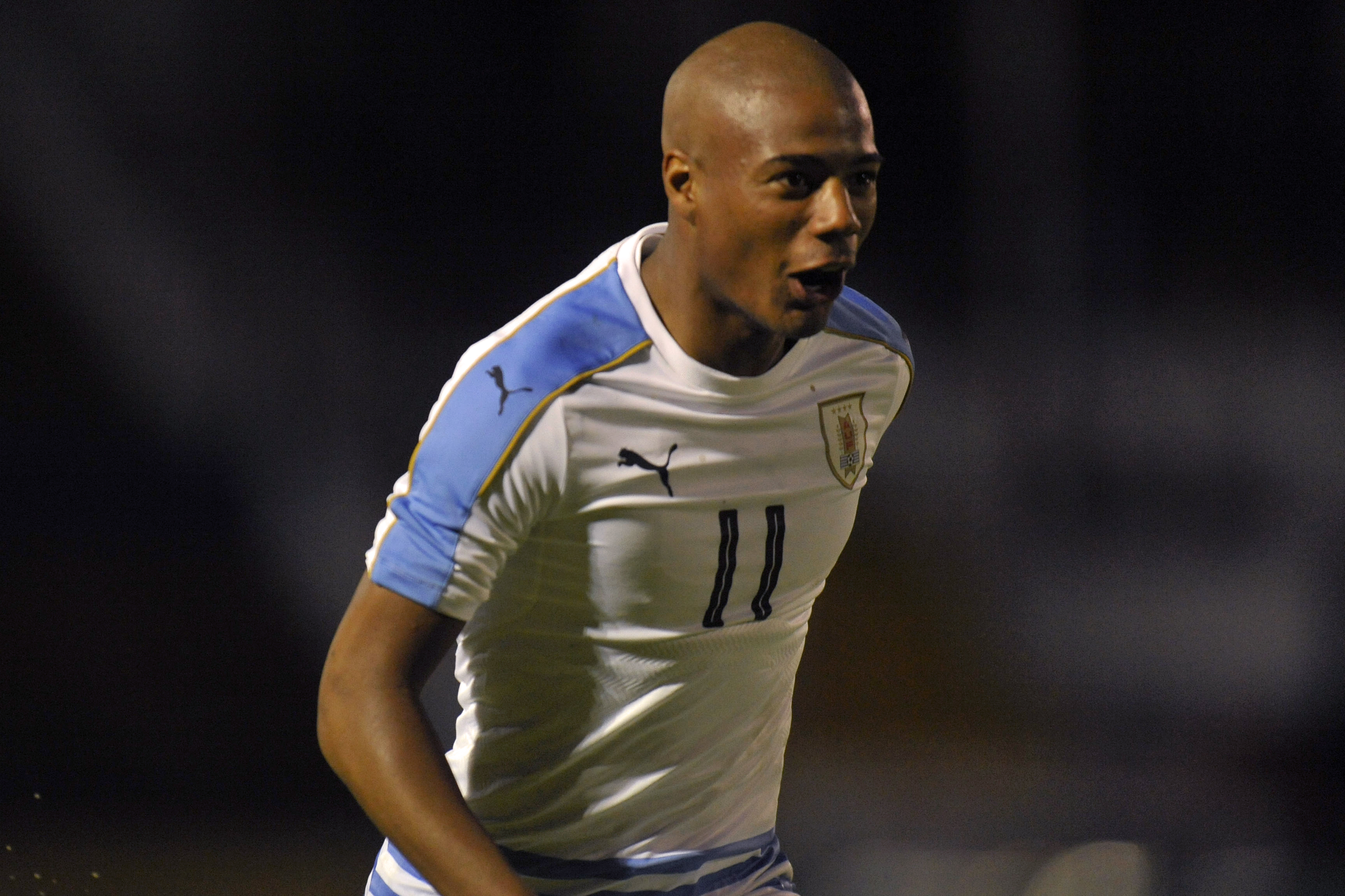 Uruguay's player Nicolas De La Cruz celebrates a goal against Argentina during their South American Championship U-20 football match at the Olimpico Atahualpa stadium in Quito, Ecuador on January 30, 2017. / AFP / JUAN CEVALLOS (Photo credit should read JUAN CEVALLOS/AFP/Getty Images)