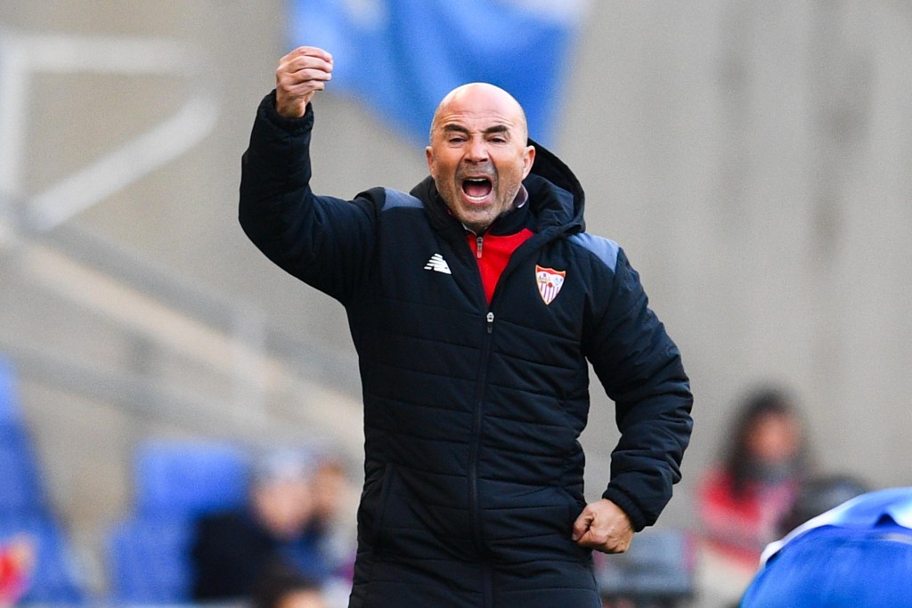 BARCELONA, SPAIN - JANUARY 29: Head coach Jorge Sampaoli of Sevilla FC reacts during the La Liga match between RCD Espanyol and Sevilla FC at Cornella-El Prat stadium on January 29, 2017 in Barcelona, Spain. (Photo by David Ramos/Getty Images)