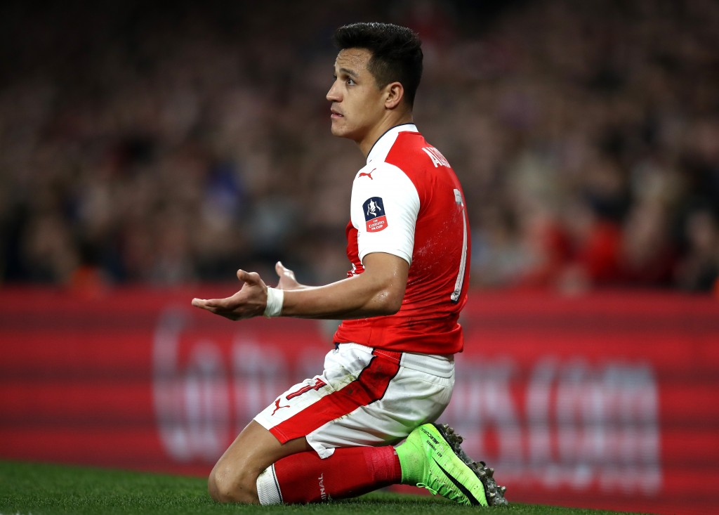 LONDON, ENGLAND - MARCH 11: Alexis Sanchez of Arsenal reacts during The Emirates FA Cup Quarter-Final match between Arsenal and Lincoln City at Emirates Stadium on March 11, 2017 in London, England. (Photo by Julian Finney/Getty Images)