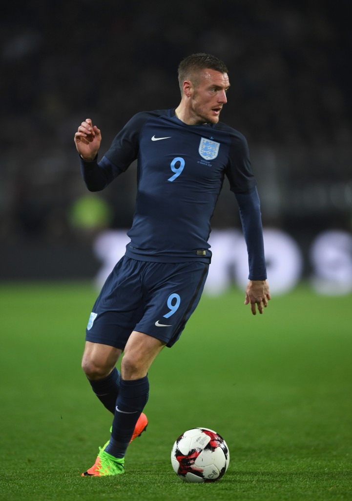 DORTMUND, GERMANY - MARCH 22: Jamie Vardy of England in action during the international friendly match between Germany and England at Signal Iduna Park on March 22, 2017 in Dortmund, Germany. (Photo by Shaun Botterill/Getty Images)