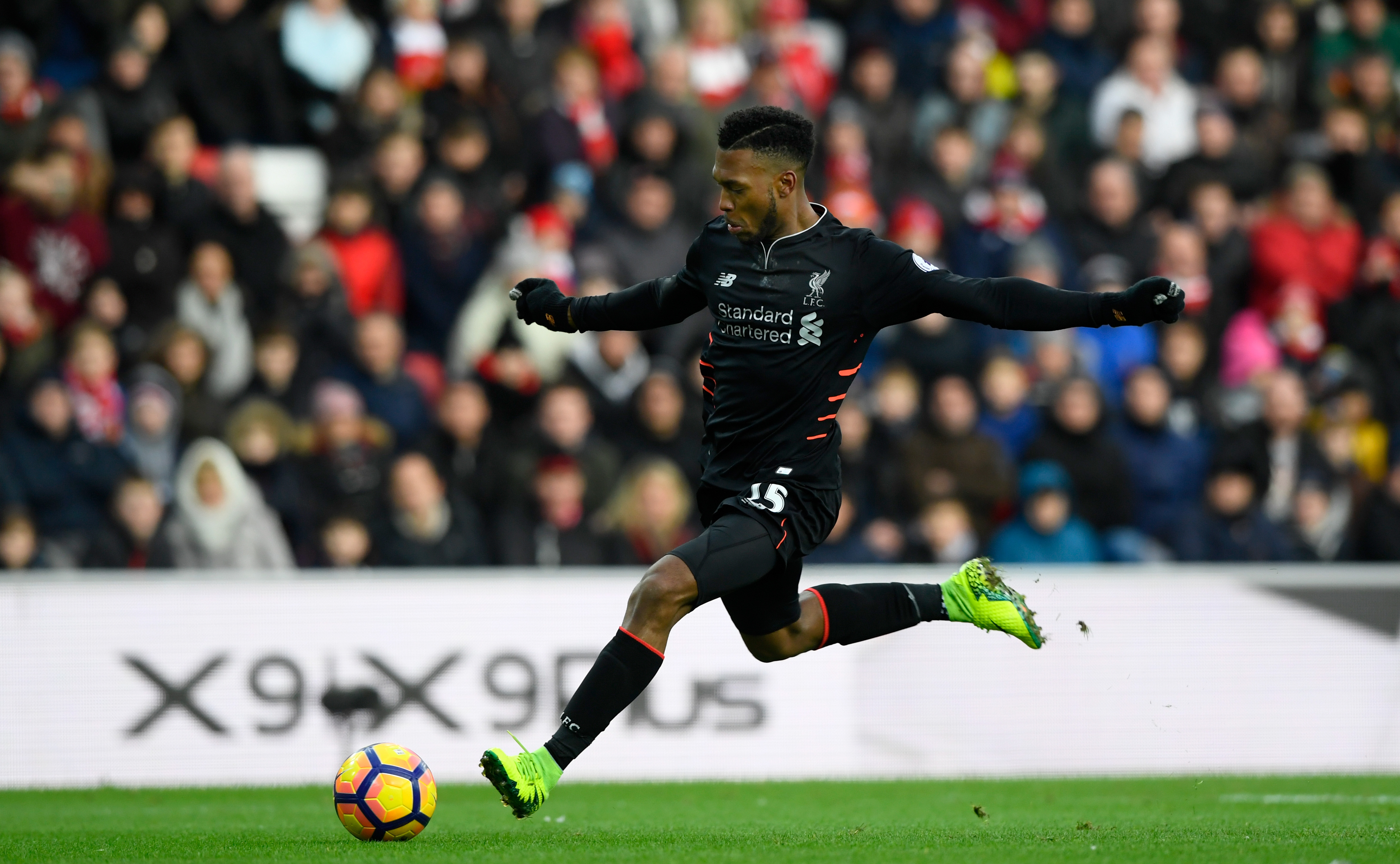 SUNDERLAND, ENGLAND - JANUARY 02: Liverpool player Daniel Sturridge in action during the Premier League match between Sunderland and Liverpool at Stadium of Light on January 2, 2017 in Sunderland, England. (Photo by Stu Forster/Getty Images)