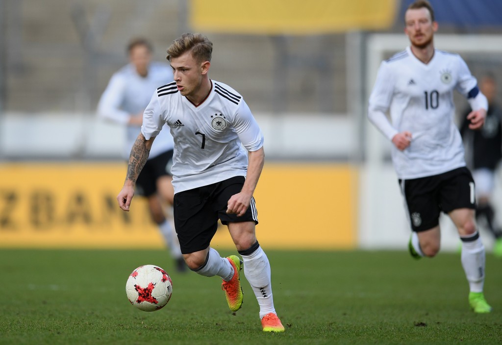 STUTTGART, GERMANY - MARCH 28: Max Meyer of Germany controls the ball during the U21 International Friendly match between Germany U21 and Portugal U21 at Gazi-Stadion auf der Waldau on March 28, 2017 in Stuttgart, Germany. (Photo by Matthias Hangst/Bongarts/Getty Images)