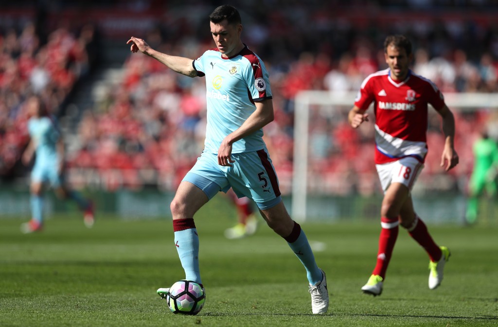 MIDDLESBROUGH, ENGLAND - APRIL 08: Michael Keane of Burnley in action during the Premier League match between Middlesbrough and Burnley at Riverside Stadium on April 8, 2017 in Middlesbrough, England. (Photo by Ian MacNicol/Getty Images)