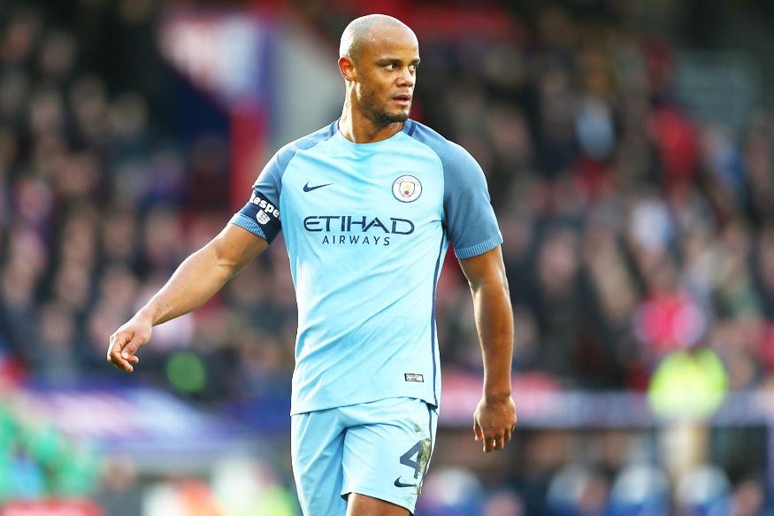 Vincent Kompany takes a moment out of the fast-paced second half against Southampton. (Courtesy: Getty)