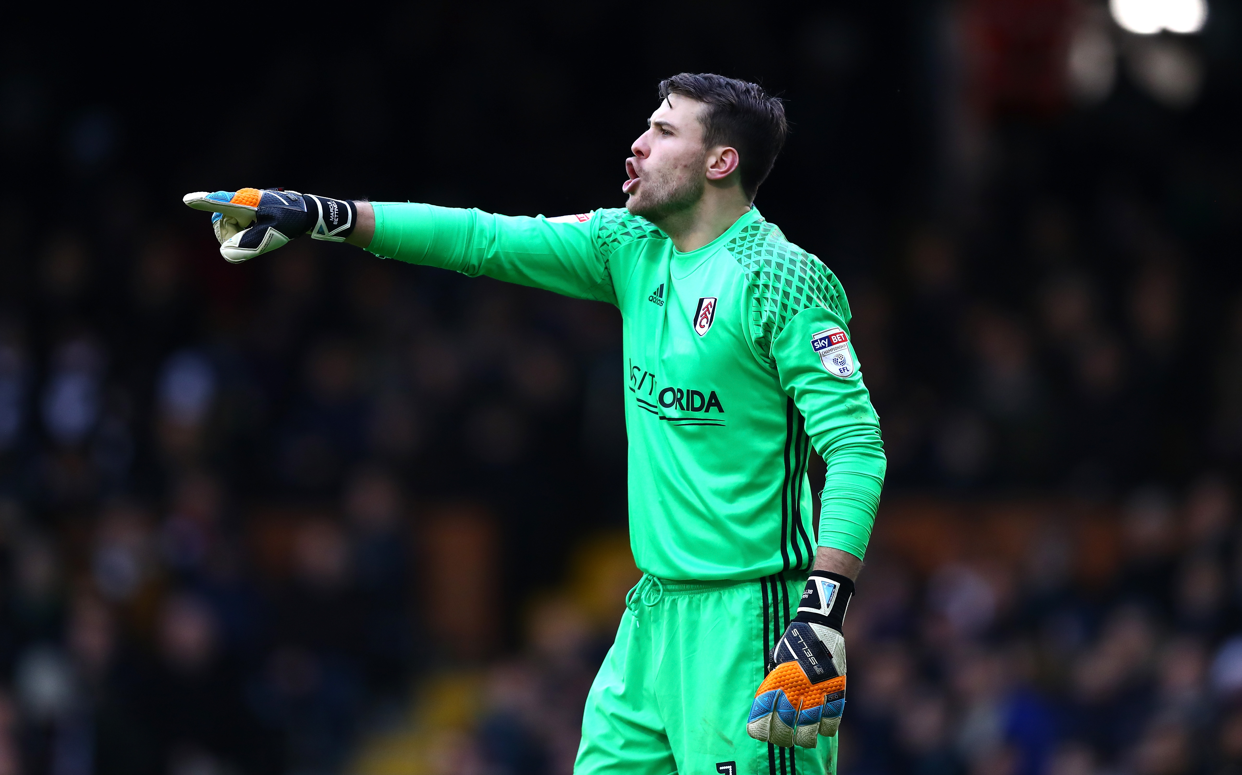 LONDON, ENGLAND - JANUARY 29: Marcus Bettinelli of Fulham FC gives his team instructions during The Emirates FA Cup Fourth Round match between Fulham and Hull City at Craven Cottage on January 29, 2017 in London, England. (Photo by Dan Istitene/Getty Images)