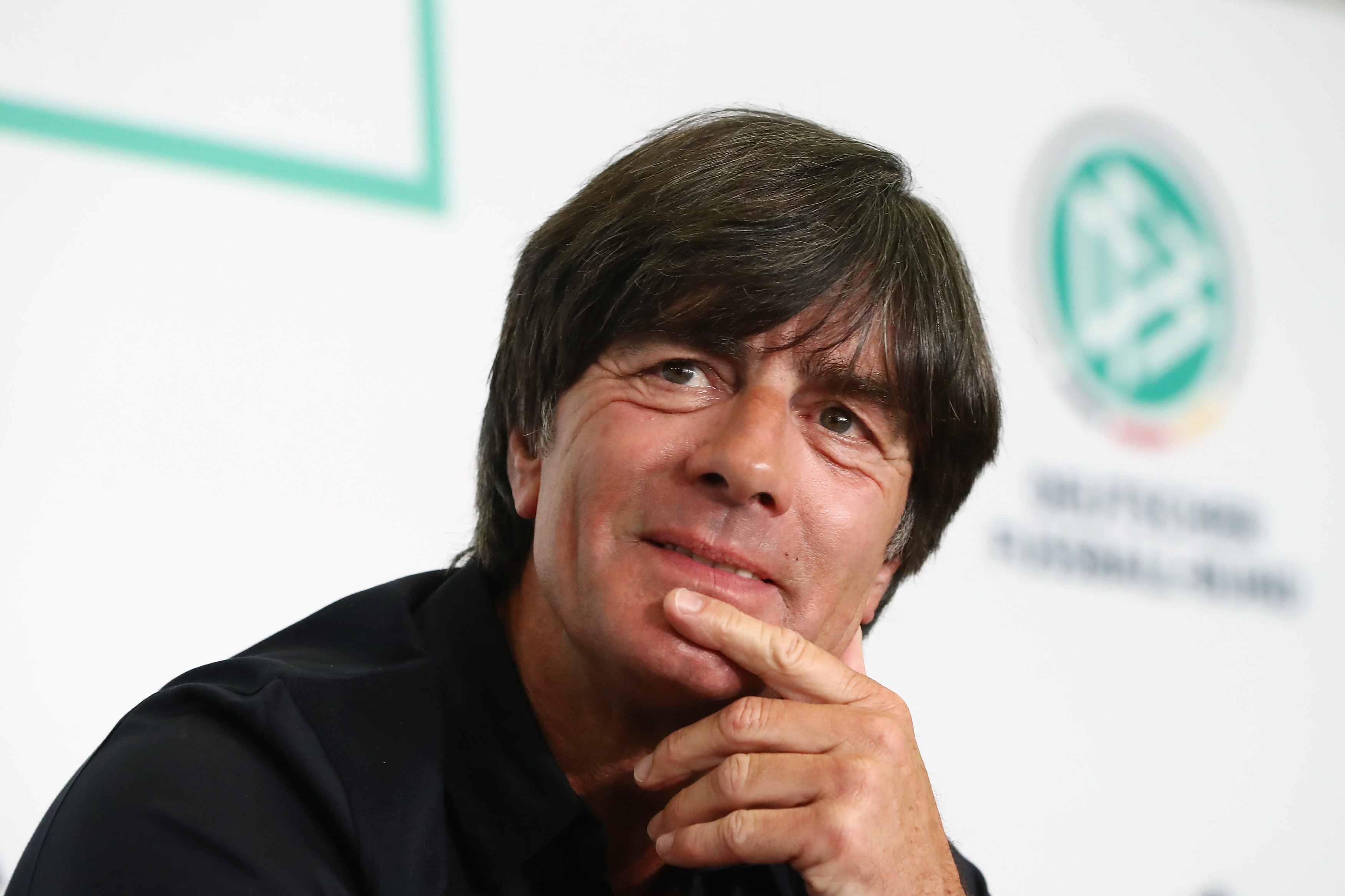 FRANKFURT AM MAIN, GERMANY - MAY 17: Germany head coach Joachim Loew and U21 head coach Stefan Kuntz announce the German squads for the FIFA Confedereations Cup Russia 2017 and the UEFA Under21 European Championship Poland 2017 during a press conference at the DFB headquarters on May 17, 2017 in Frankfurt am Main, Germany. (Photo by Alex Grimm/Bongarts/Getty Images)