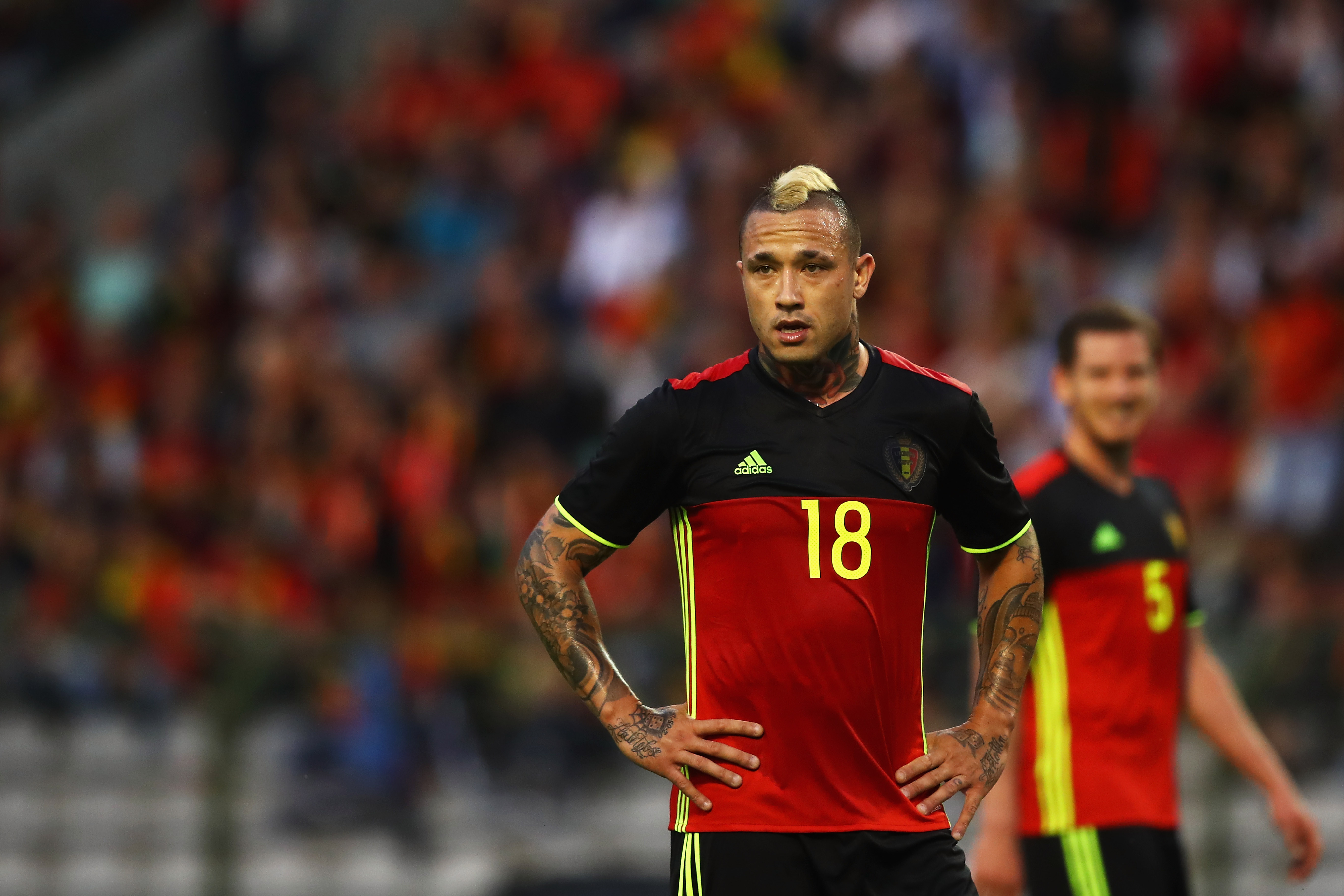 BRUSSELS, BELGIUM - JUNE 05:  Radja Nainggolan of Belgium looks on during the International Friendly match between Belgium and Czech Republic at Stade Roi Baudouis on June 5, 2017 in Brussels, Belgium.  (Photo by Dean Mouhtaropoulos/Getty Images)