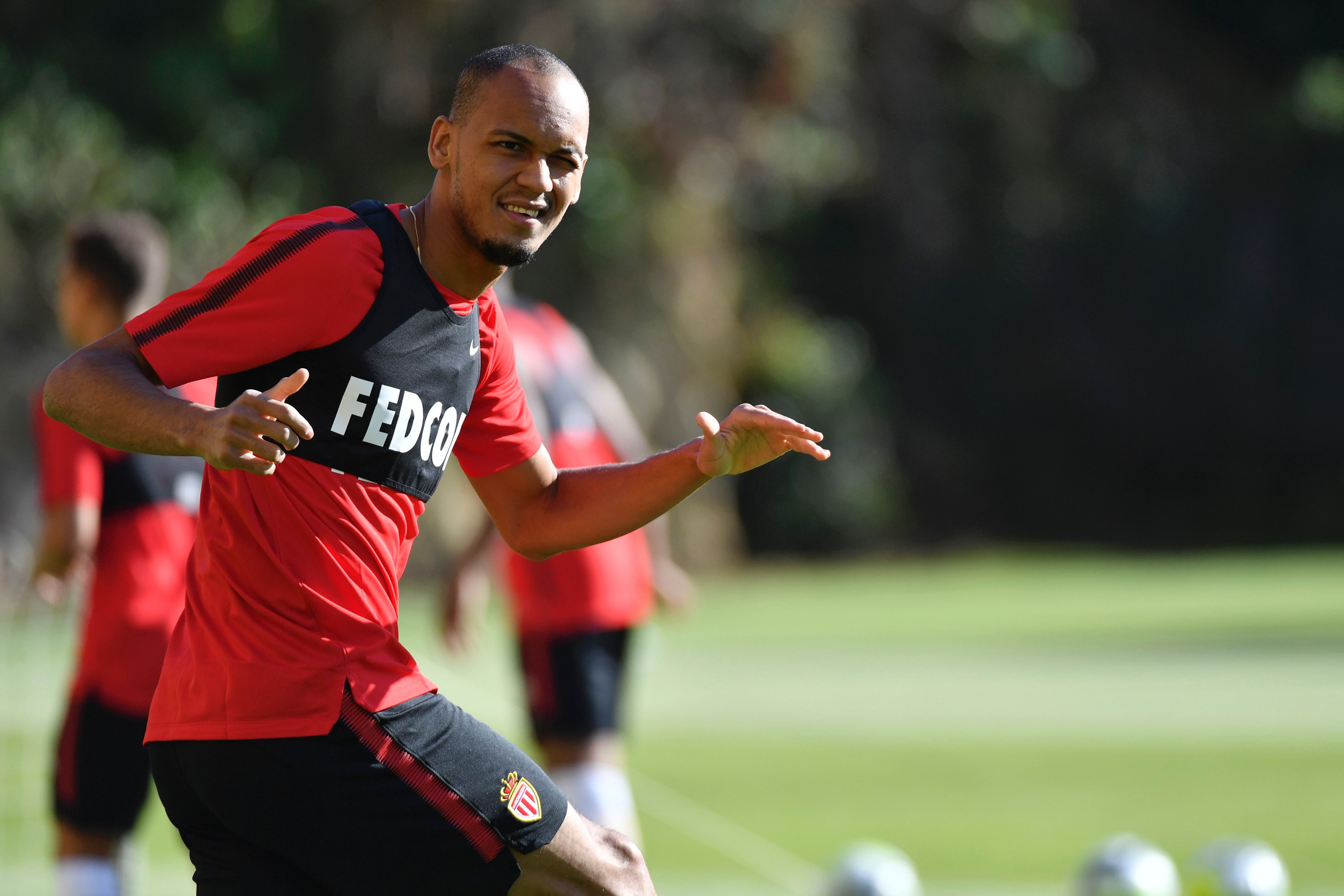 Monaco's Brazilian defender Fabinho reacts during a training session on June 30, 2017 in Monaco.  / AFP PHOTO / Yann COATSALIOU        (Photo credit should read YANN COATSALIOU/AFP/Getty Images)